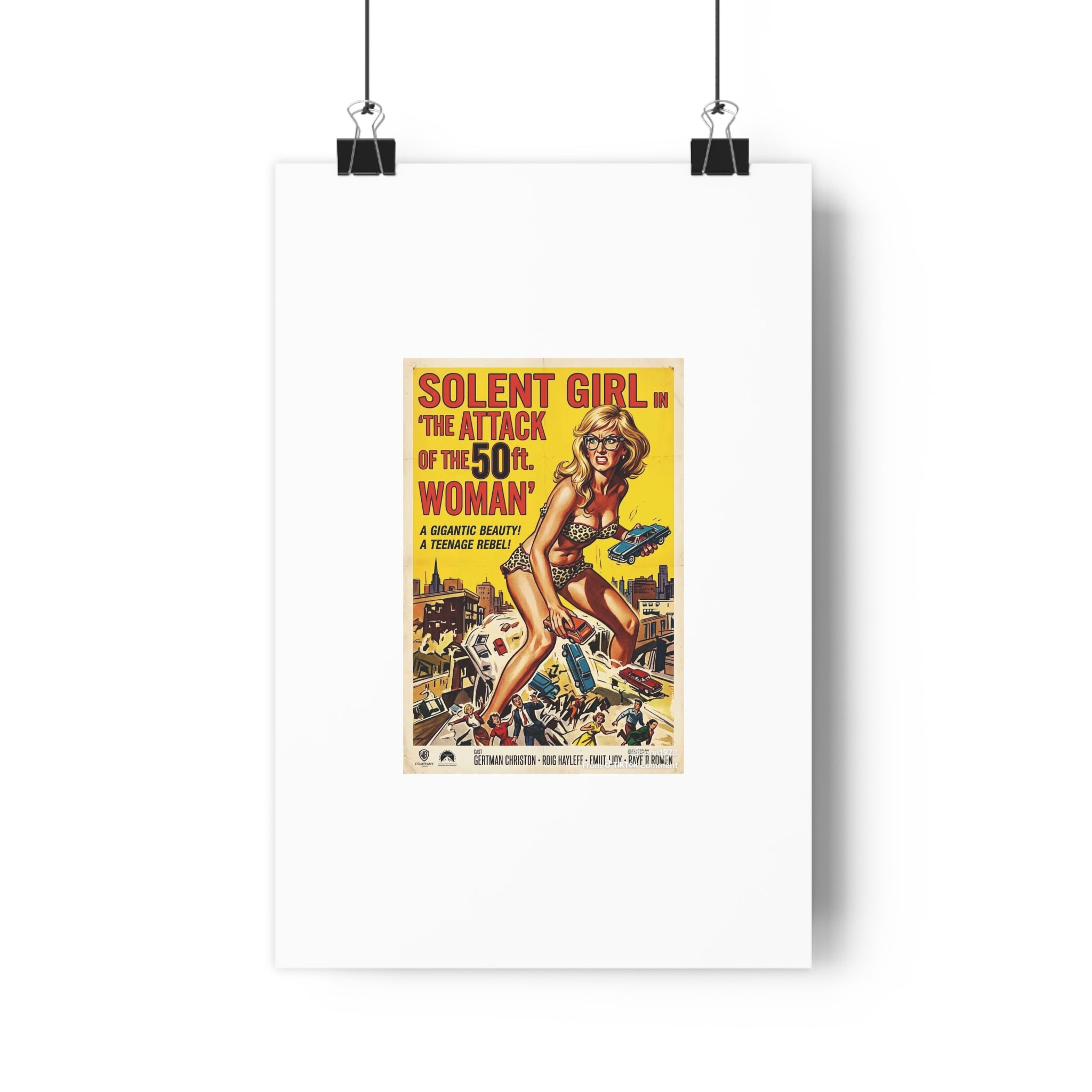 Vintage Sci‑Fi Movie Poster — "Solent Girl: The Attack of the 50ft Woman" Paper Poster