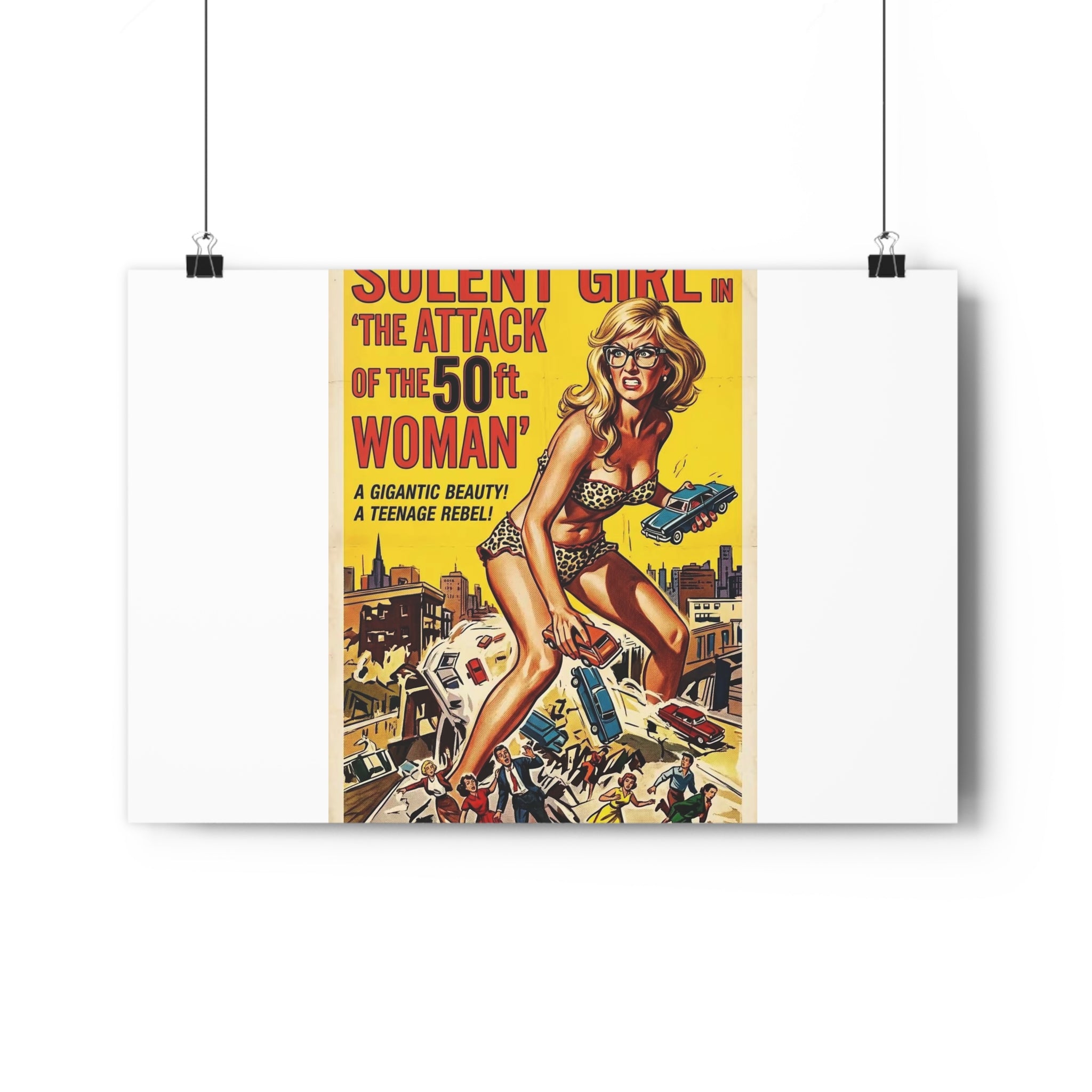 Vintage Sci‑Fi Movie Poster — "Solent Girl: The Attack of the 50ft Woman" Paper Poster