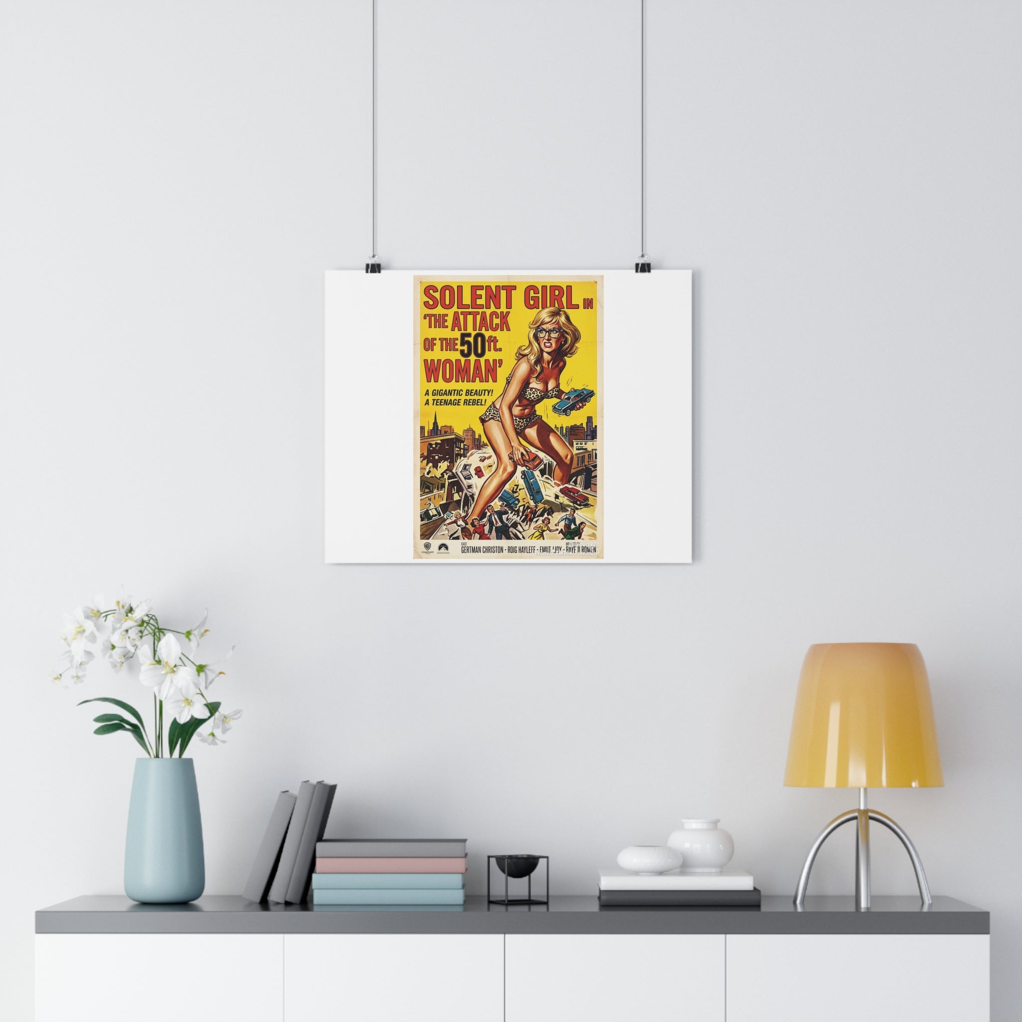 Vintage Sci‑Fi Movie Poster — "Solent Girl: The Attack of the 50ft Woman" Paper Poster