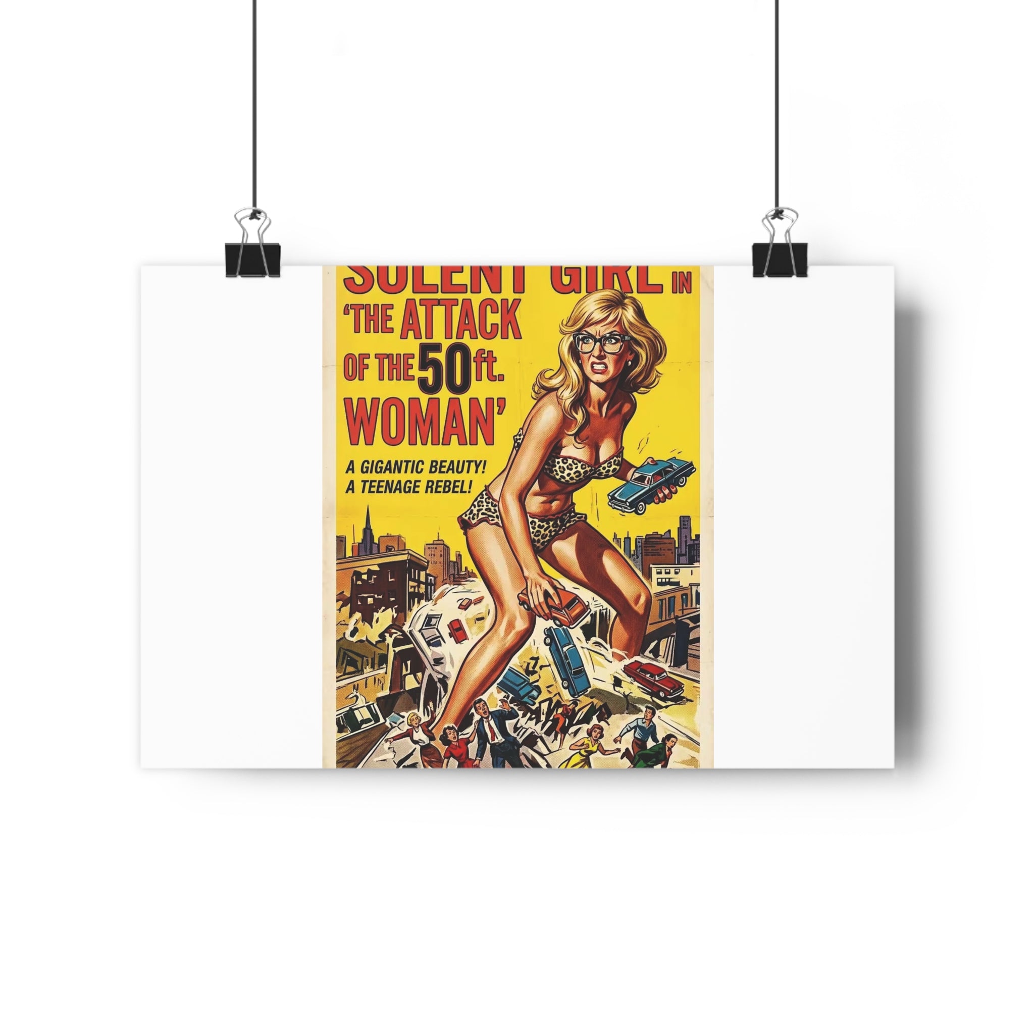 Vintage Sci‑Fi Movie Poster — "Solent Girl: The Attack of the 50ft Woman" Paper Poster