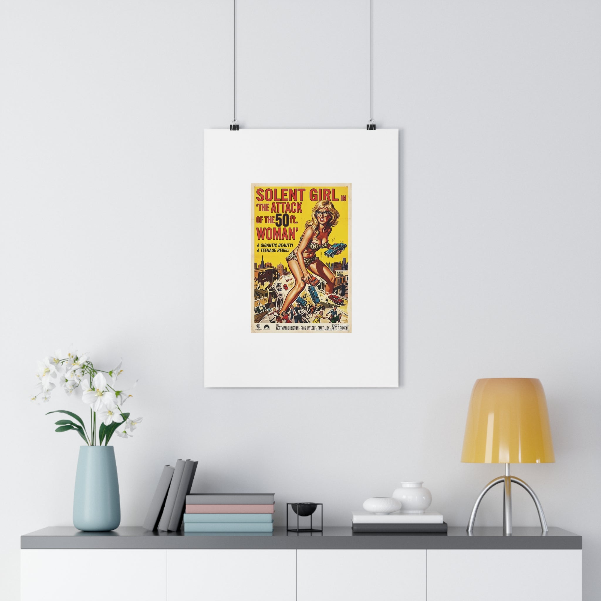 Vintage Sci‑Fi Movie Poster — "Solent Girl: The Attack of the 50ft Woman" Paper Poster