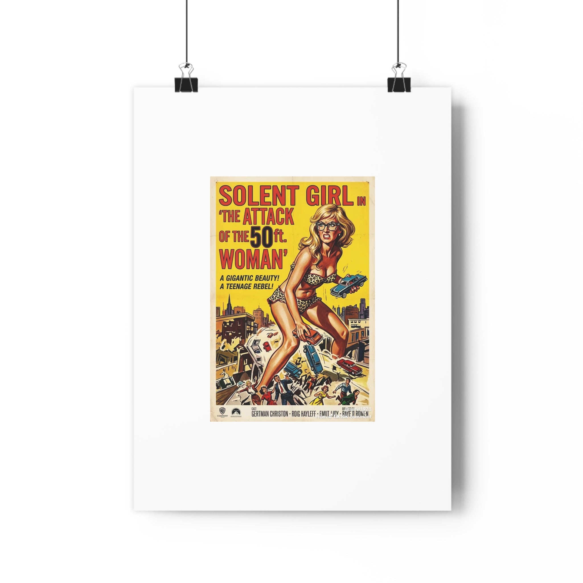 Vintage Sci‑Fi Movie Poster — "Solent Girl: The Attack of the 50ft Woman" Paper Poster