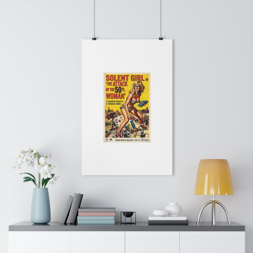 Vintage Sci‑Fi Movie Poster — "Solent Girl: The Attack of the 50ft Woman" Paper Poster