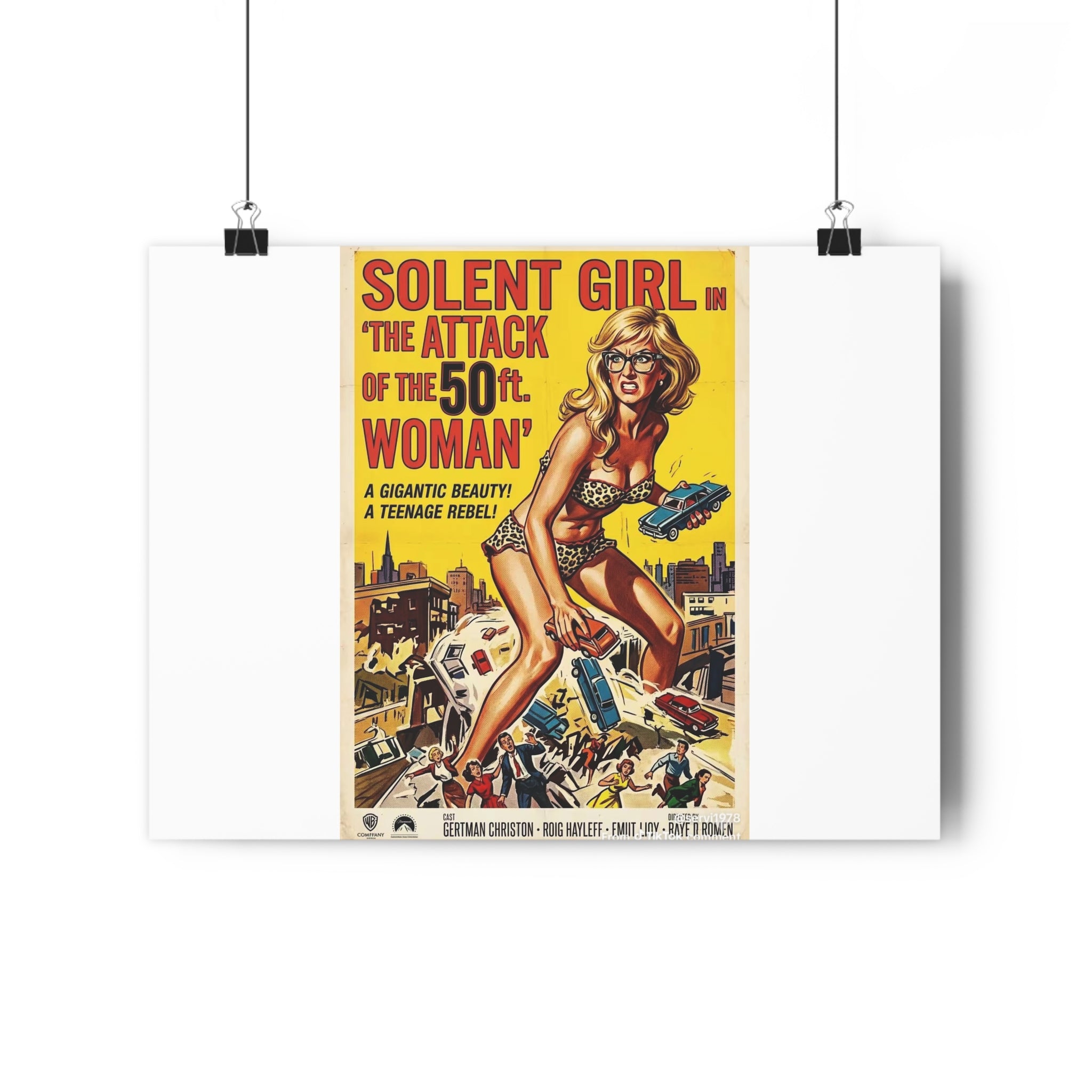 Vintage Sci‑Fi Movie Poster — "Solent Girl: The Attack of the 50ft Woman" Paper Poster