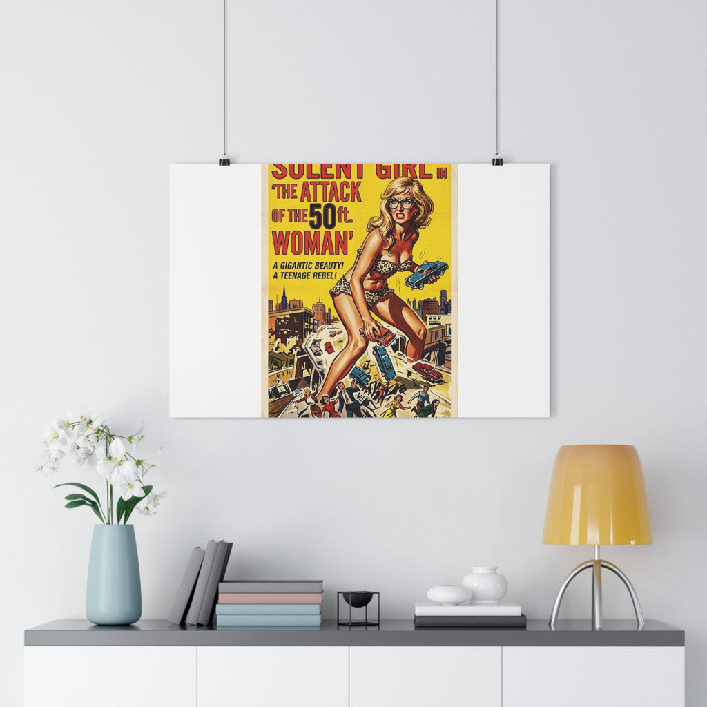 Vintage Sci‑Fi Movie Poster — "Solent Girl: The Attack of the 50ft Woman" Paper Poster