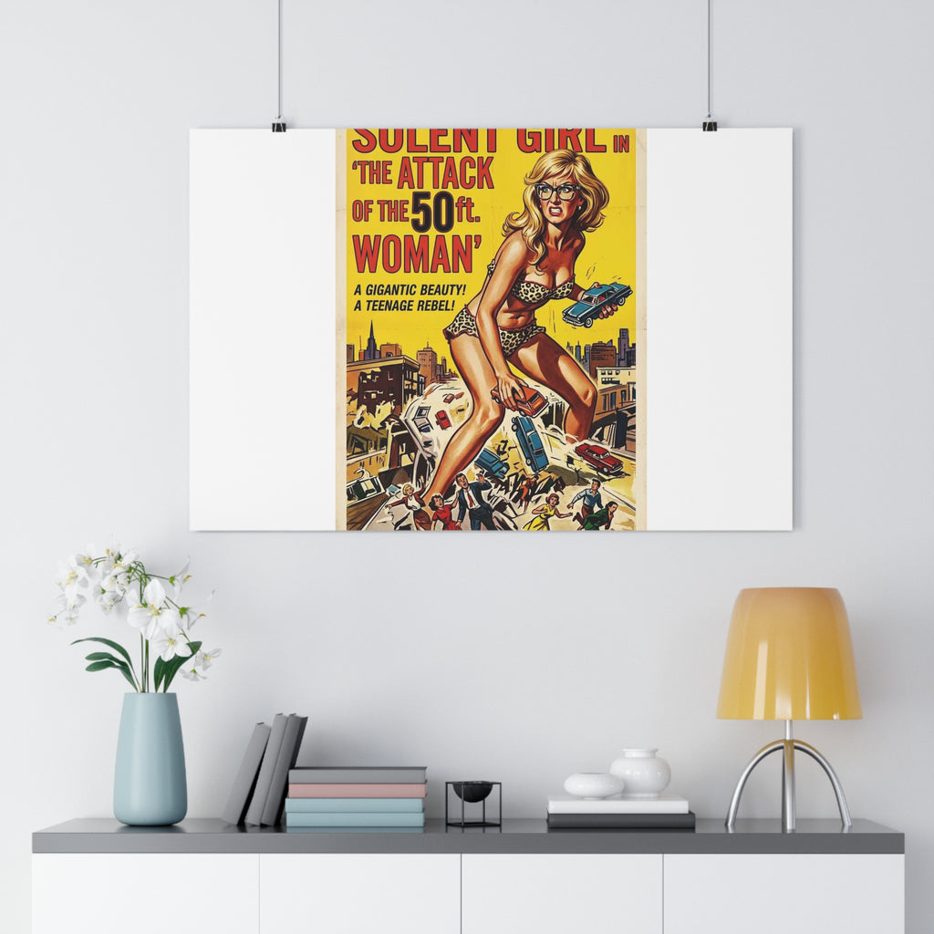 Vintage Sci‑Fi Movie Poster — "Solent Girl: The Attack of the 50ft Woman" Paper Poster