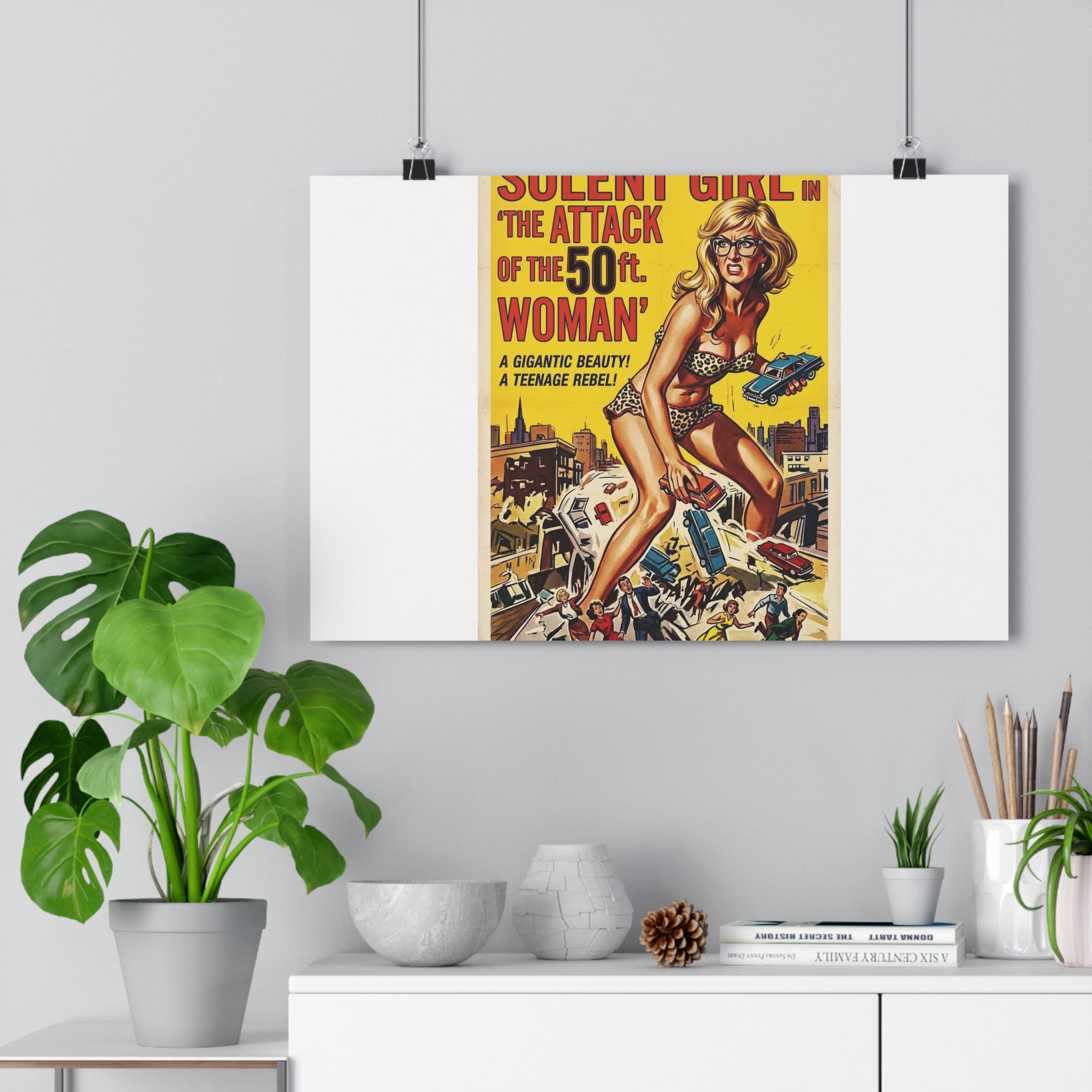 Vintage Sci‑Fi Movie Poster — "Solent Girl: The Attack of the 50ft Woman" Paper Poster