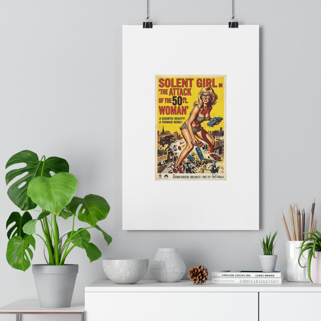 Vintage Sci‑Fi Movie Poster — "Solent Girl: The Attack of the 50ft Woman" Paper Poster