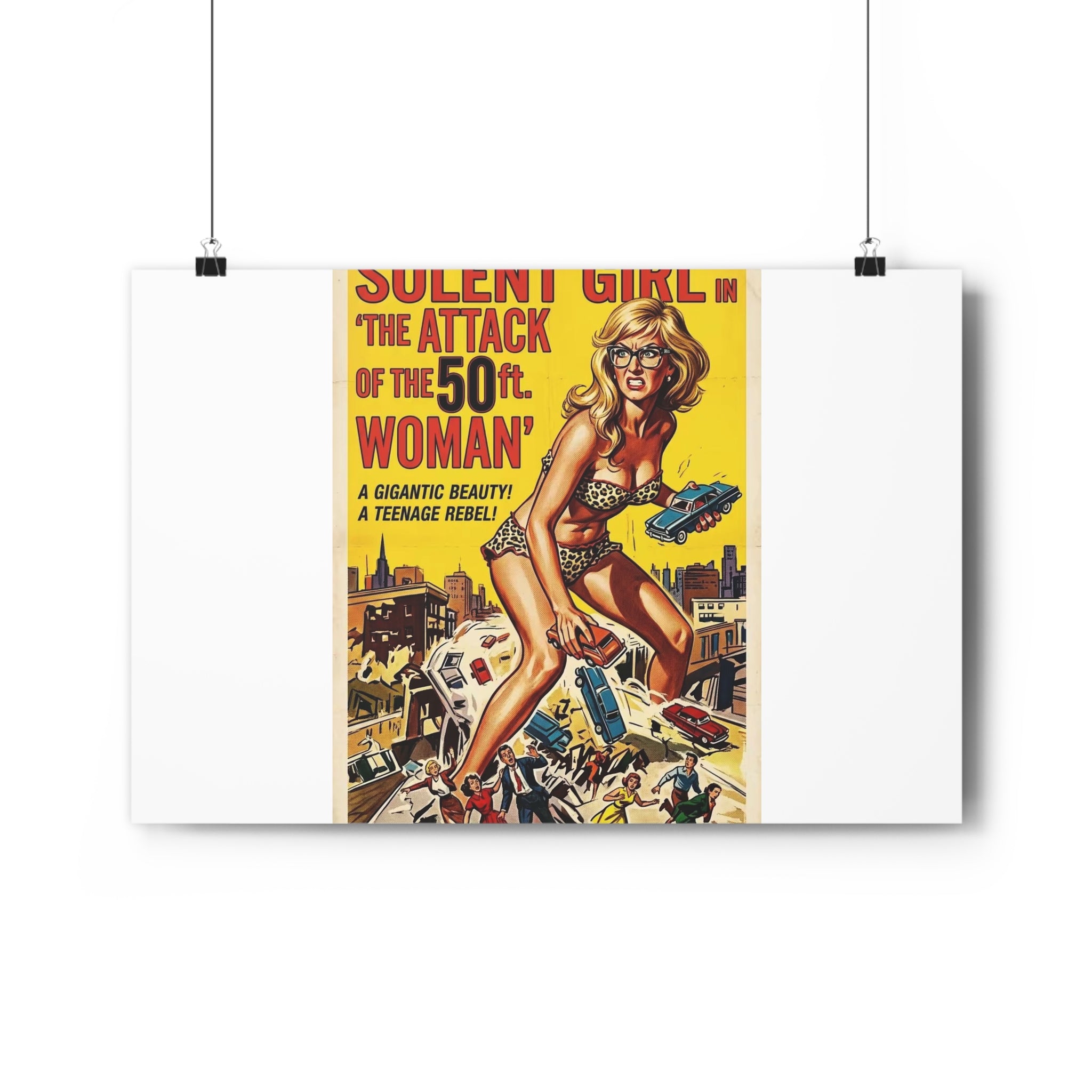 Vintage Sci‑Fi Movie Poster — "Solent Girl: The Attack of the 50ft Woman" Paper Poster