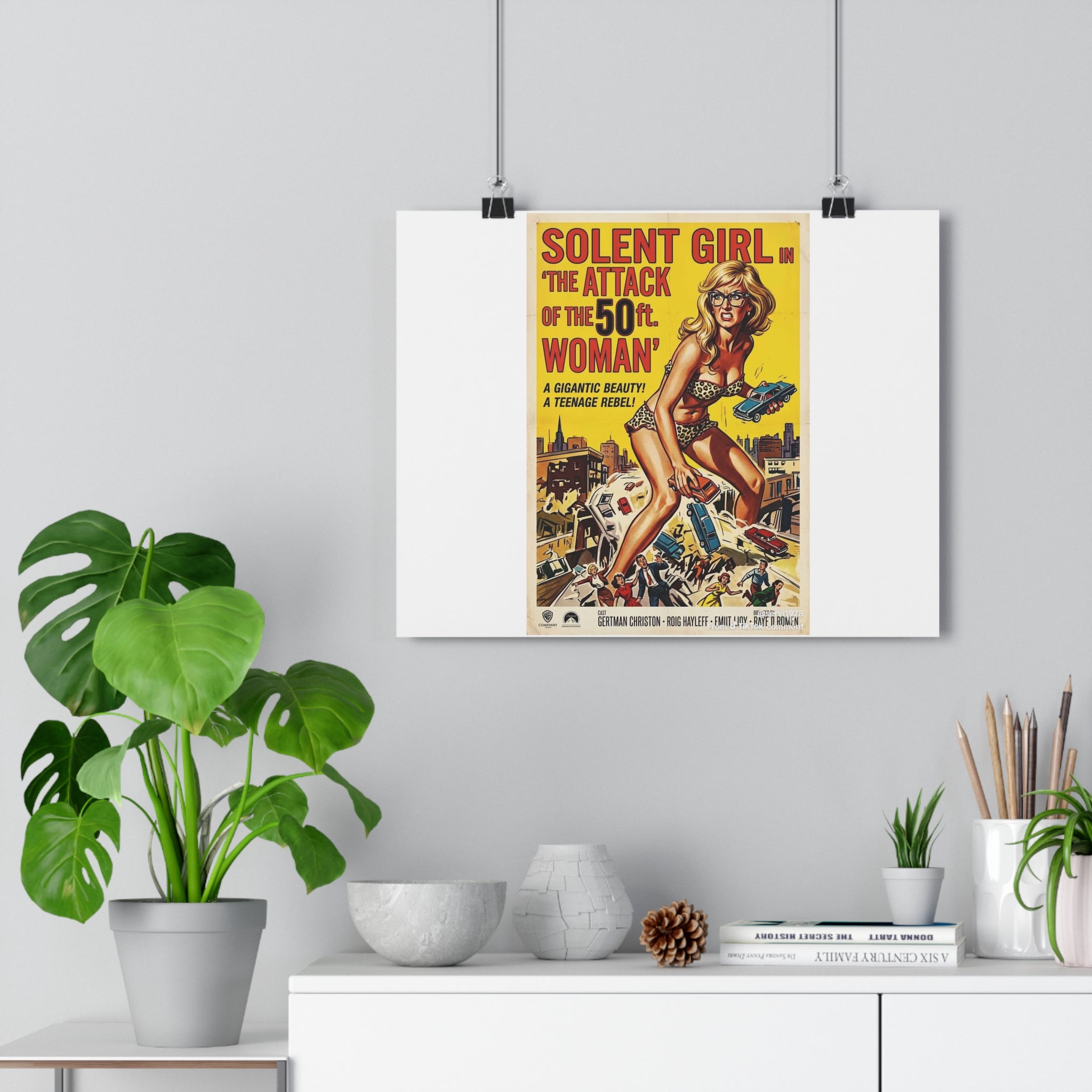 Vintage Sci‑Fi Movie Poster — "Solent Girl: The Attack of the 50ft Woman" Paper Poster
