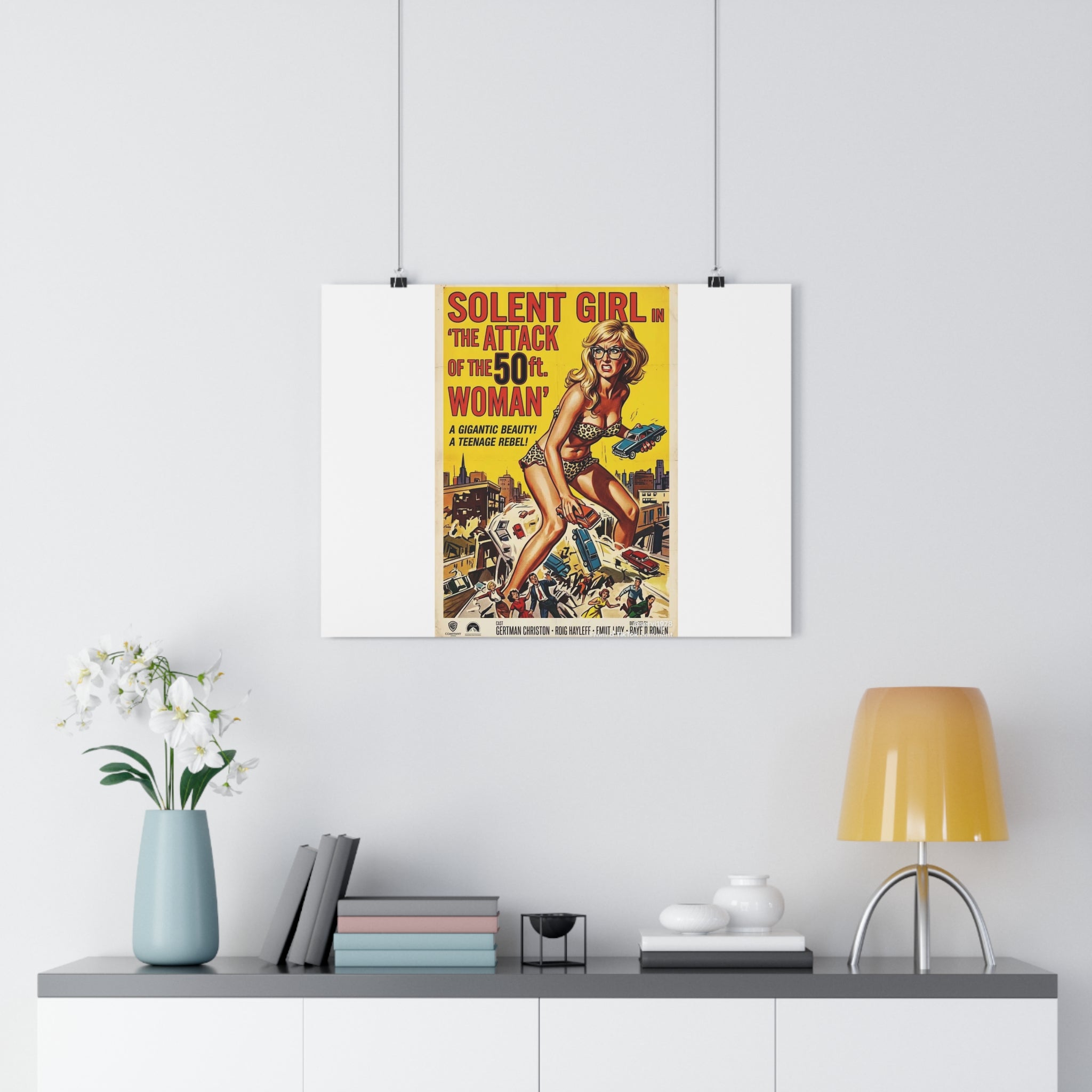 Vintage Sci‑Fi Movie Poster — "Solent Girl: The Attack of the 50ft Woman" Paper Poster
